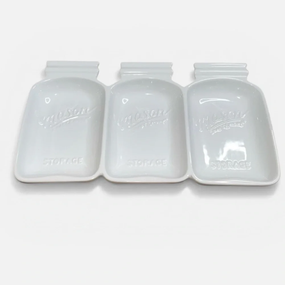 Mason Jar Design White 3 Section Tray